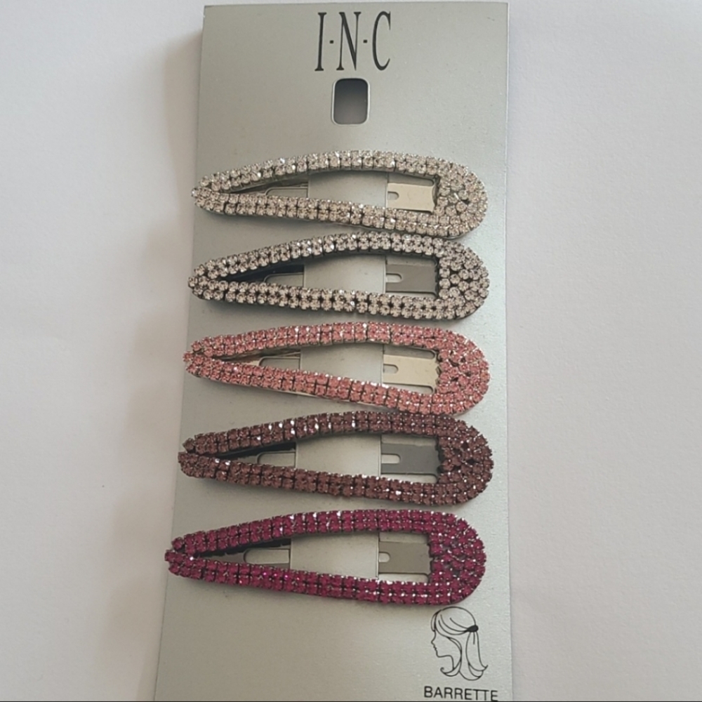 INC rhinestone barrette hair clips